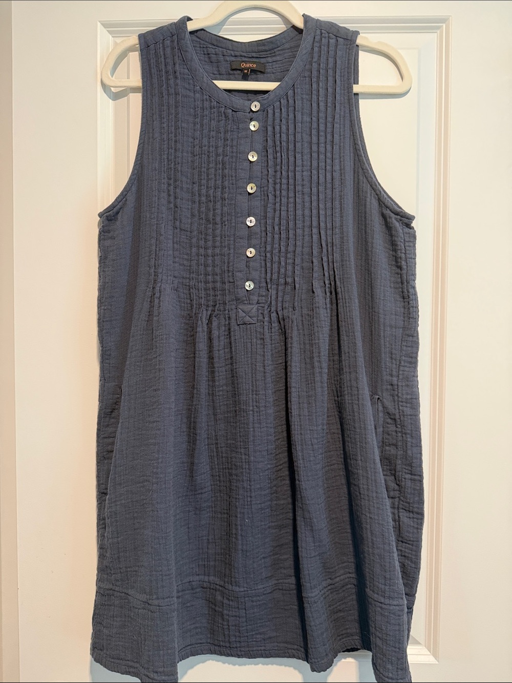 Quince Sleeveless Gauze Tunic Tank in Slate Blue